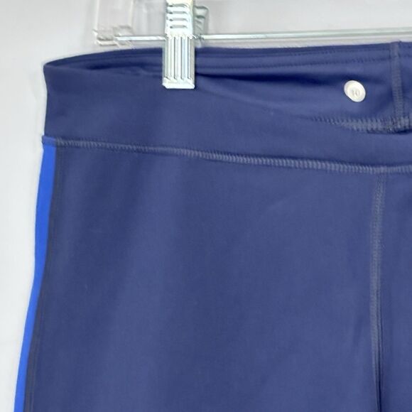 Lululemon Run Pace Crop Capris Workout Leggings 2012-2014 Blue Side Stripe 10 - Picture 4 of 15